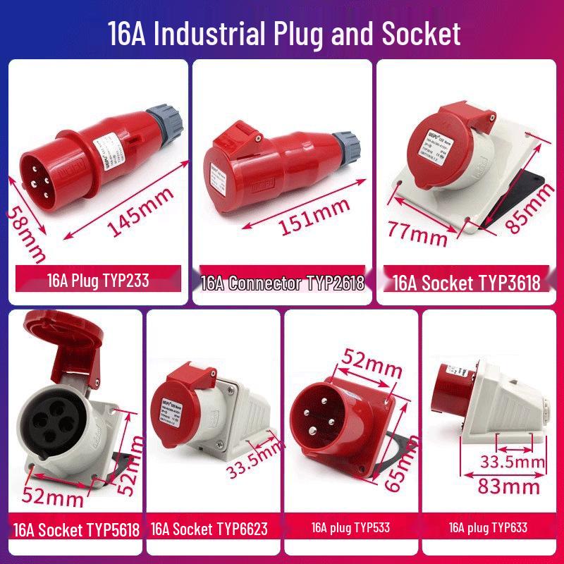 Weipu TYPR285 Angled Aviation Plug, Male/Female Connector, 16A/32A, 5-Core, Surface/Flush Mount