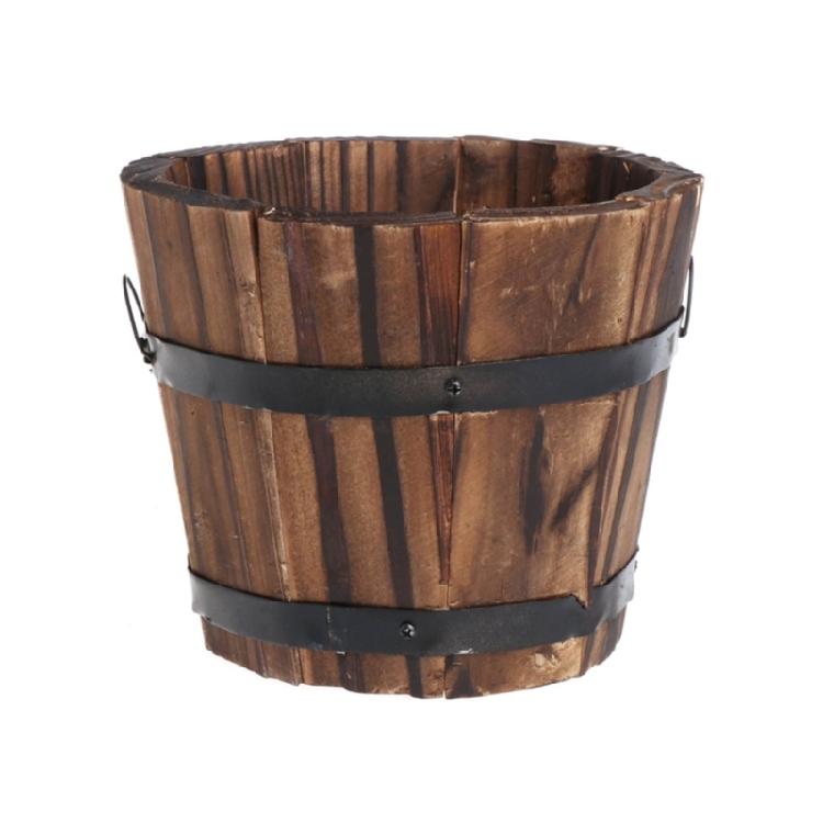 Carbonized Wood Plant Pots Flower Bucket for Garden Farmhouses Home Decorations