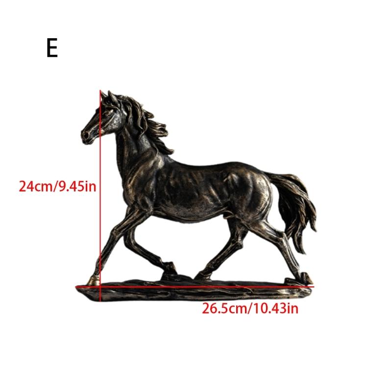Resin Horse Statue Sculptures Decorative Animal Figurines Tabletop Ornament Symbols Wealth Career Home Decorations
