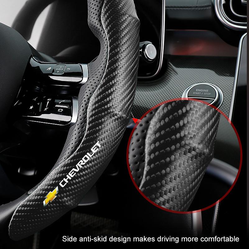 2pcs Carbon Fiber Non-Slip Steering Wheel Cover Car Accessories For Chevrolet Captiva Cruze Silverado Spark Crvalier Malibu
