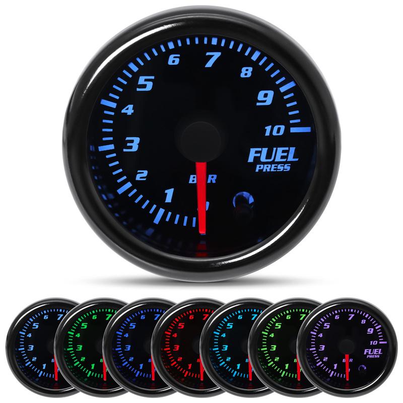 2'' 52mm 7 Color Oil Temperature Gauge Boost Bar PSI Water Temp Oil Pressure Air Fuel Ratio RPM Tachometer for 12V Car Gauges