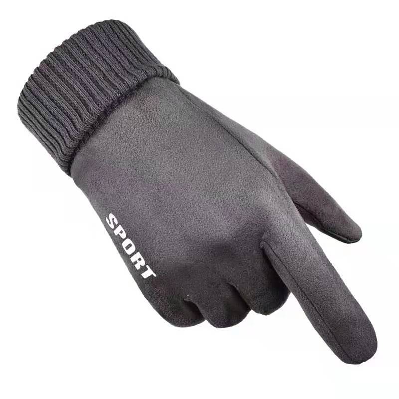 Warm Gloves for Men and Women Suede Cold Proof Fashion Plus Velvet Thickened Touch Screen Outdoor Riding Autumn and Winter Gloves
