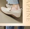 HO2026 Soft Soled Slope Follow Up Shoes for Women Thick Soled Soft Leather Comfortable Le Fu Shoes for Women Casual Shoes
