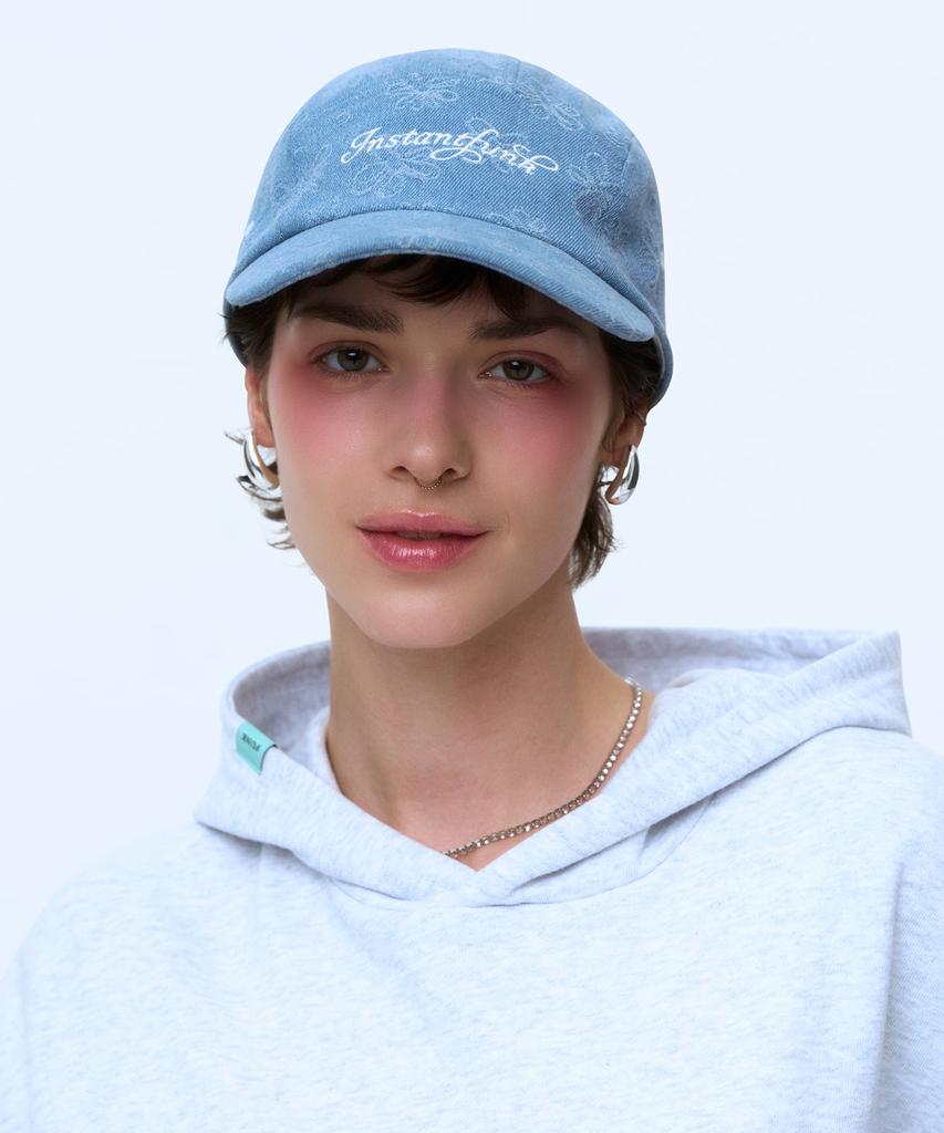 INSTANTFUNK Denim Flower Camp Cap - Indigo Blue