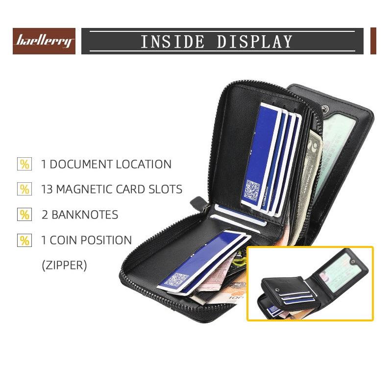 Baellerry Zipper Wallet Artificial Leather Card Holder Purse Mens Fashion Business Wallets