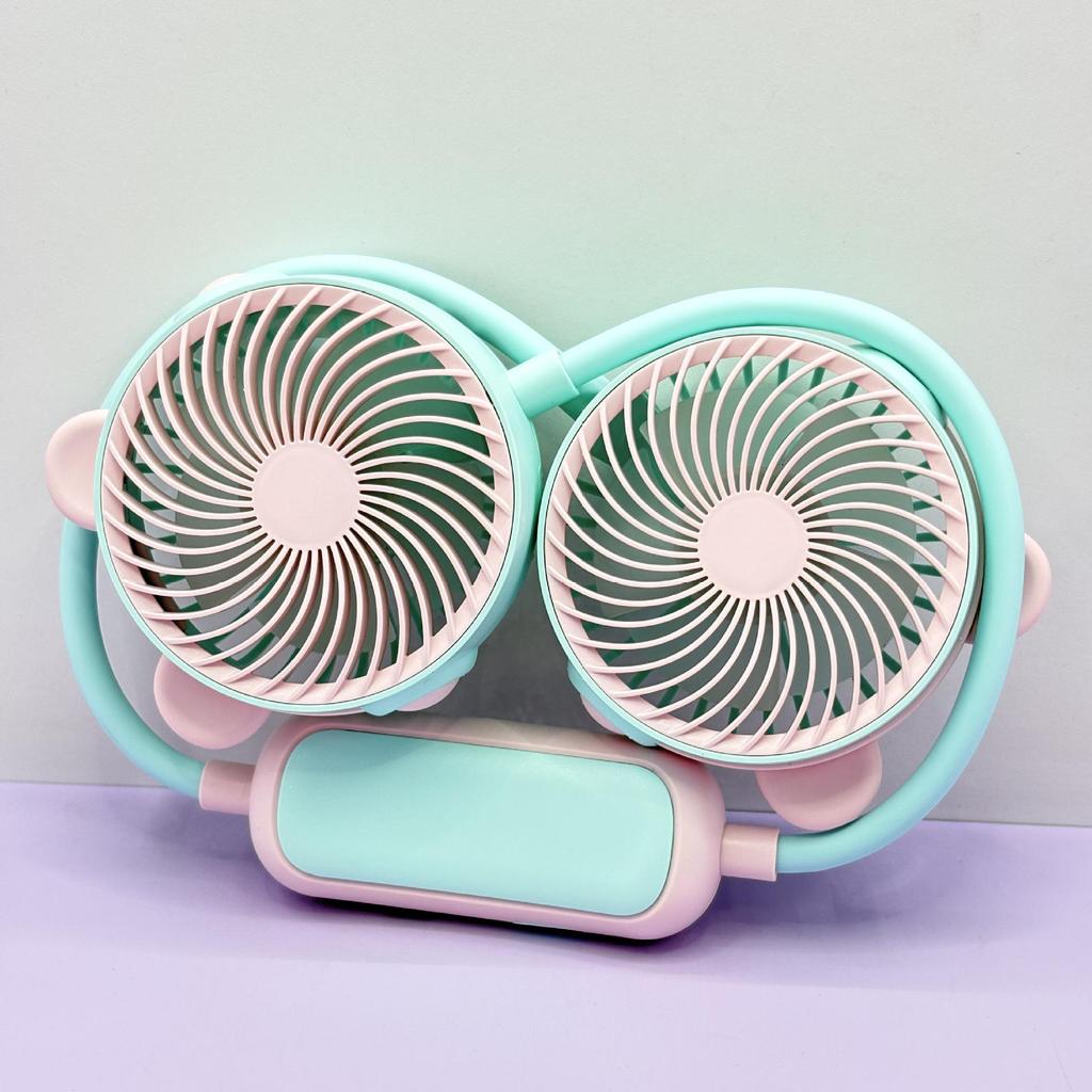 Portable Cartoon Pocket Fan: USB Rechargeable, Hanging Neck, Desktop Use, Ideal for Students & Outdoor Activities