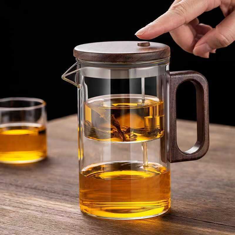 Floating Cup Magnetic Brewing Teapot Full Glass Inner Liner Household Tea Making Artifact Heat-resistant Filter Tea Water Separation Tea Cup