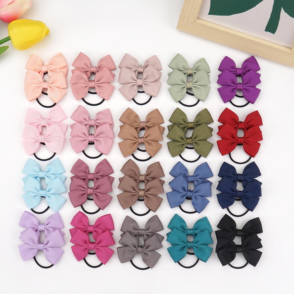 20/40/50 Pcs 2" Grosgrain Ribbon Pigtail Hair Bows Elastic Hair Ties Hair Bands Holders Hair Accessories for Baby Girls Infants