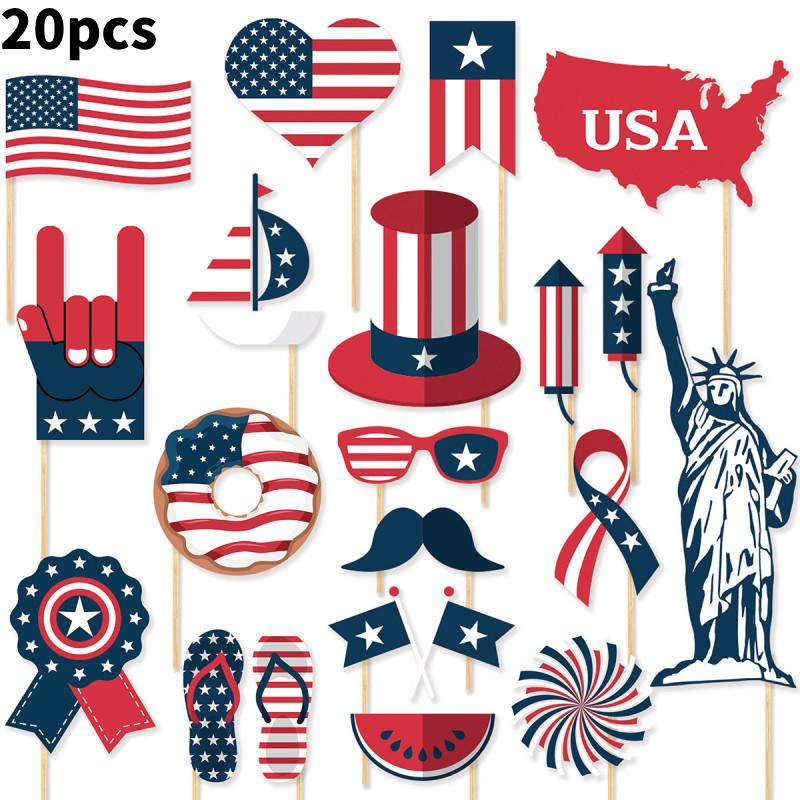 

Independence Party Day Photo Props With 20 Paper Decorations For Celebrations