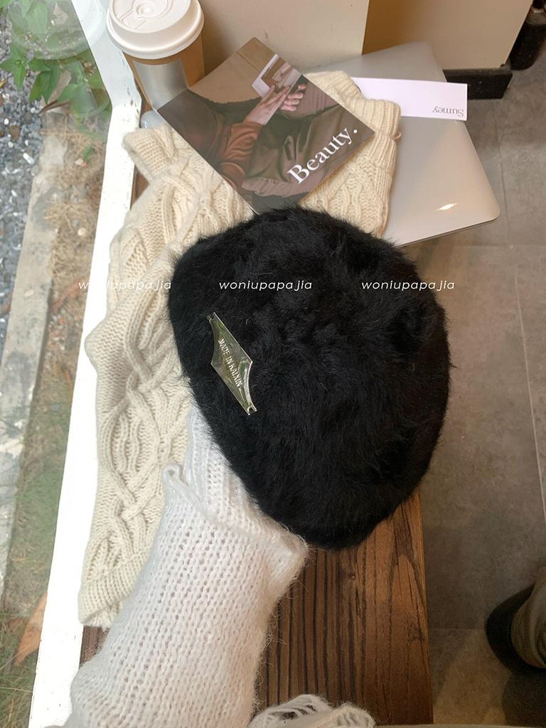 And Cozy Fashionable Rabbit Fur Beret Stylish Retroinspired Winter Hat For Women