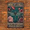 Dragonfly Metal Tin Sign Motivational Wall Decor Vintage Rustic