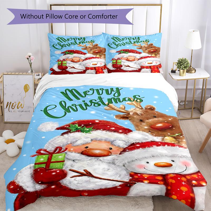 Christmas Bedding Set Breathable Duvet Cover with Pillowcases Decorative Bed Linen for Bedroom Home Decoration Birthday Gift
