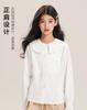 Girls' Shirt 2025 Spring New Style Doll Neck White Top Children's Thin Shirt