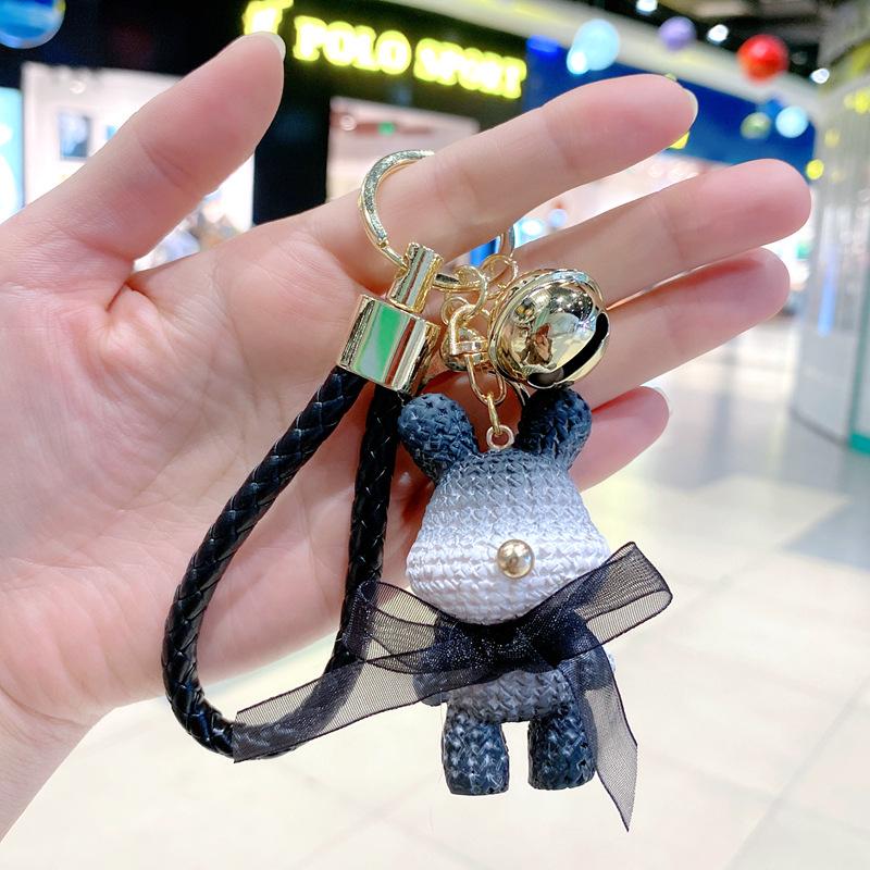 Cartoon Resin Gradual Change Wool Rabbit Keychain Cute Couple Car Key Ring Creative Bag Pendant resin