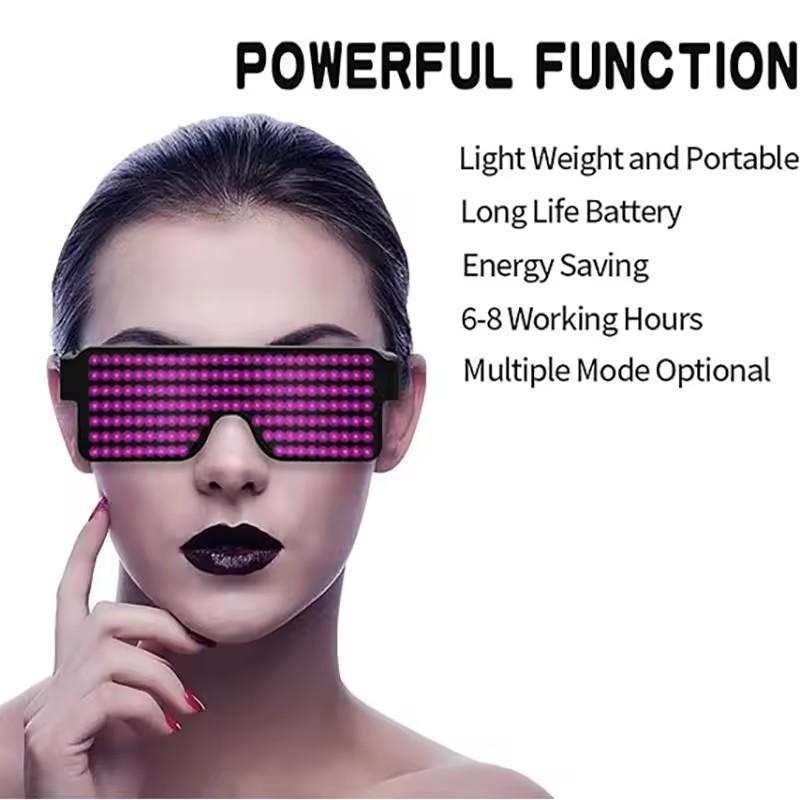 Led Party Glasses Multilingual USB Charge Led Flashing Luminous Eyewear Christmas Concert Birthday Party Holiday Glow Sunglasses