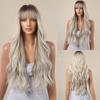 EASIHAIR Parrucche sintetiche lunghe ondulate, parrucca bionda con capelli ombré con frangia per donne, parrucca da cosplay quotidiana, resistente al calore