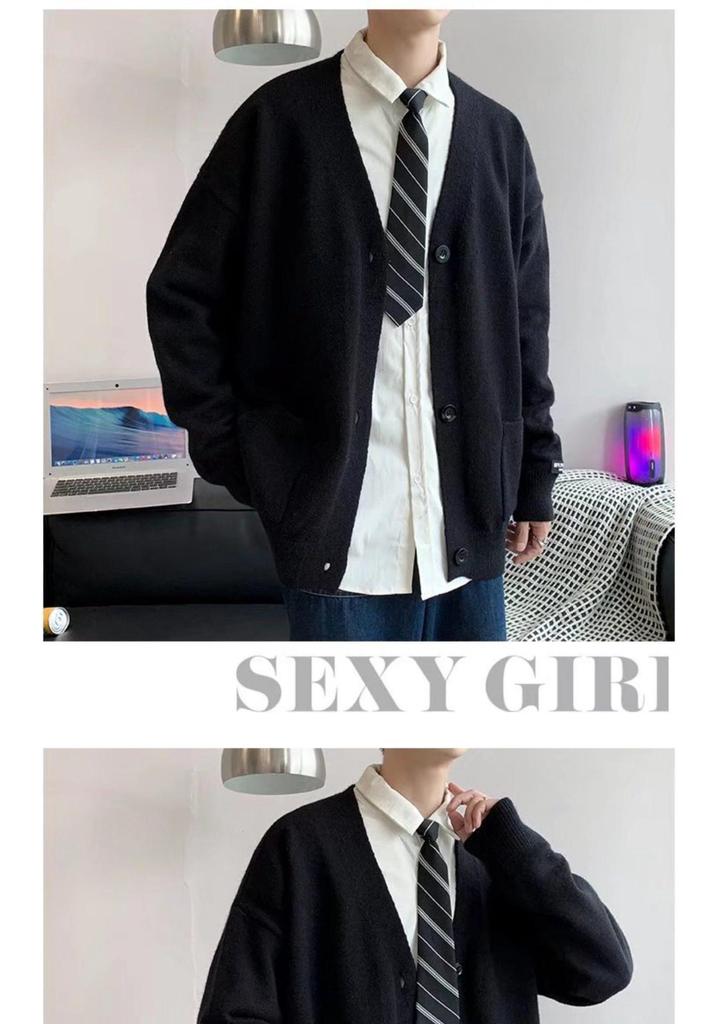 Men's Autumn Winter Korean Style Cardigan Sweater - Trendy, Handsome, Warm, Loose Casual Knitwear Jacket