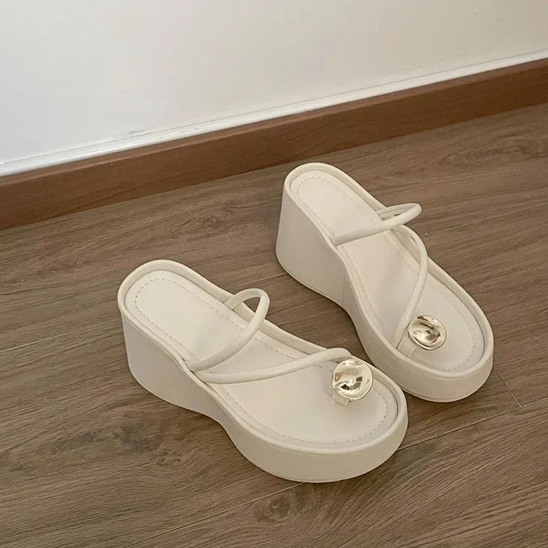 Fashion 2025 Summer Chunky Women Clip Toe Slipper Fashion Elegant Platform Wedges Heel Slides Ladies Gladiator Beach Sandalias Flip Flop