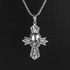 Titanium Steel Punk Skull Cross Necklace Men's Pendant Rock Accessories Pendant