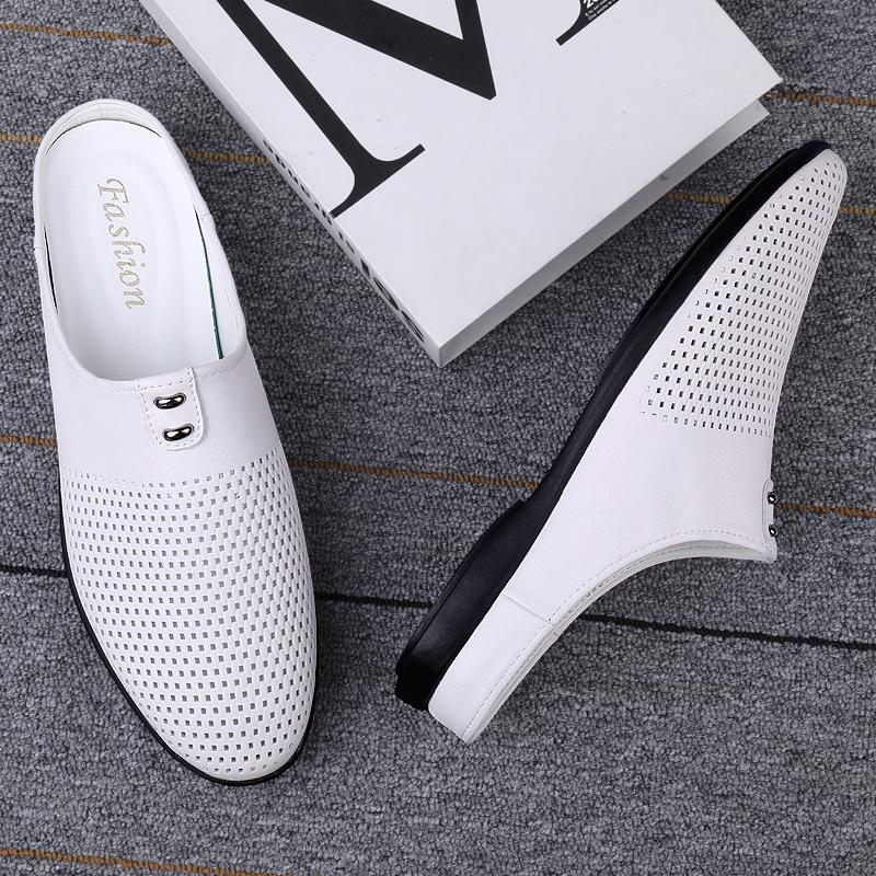 Fashion Genuine Leather Breathable Half Shoes For Men Fashion Slip On Hollow Out Soft Casual Shoes High Quality Loafers Mocasines Hombre