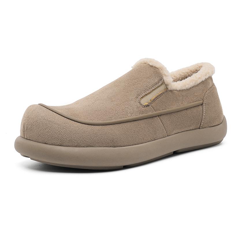 New Handmade Suede Leather Leather Men s Loafers Warm Casual Shoes Male Driving Footwear Slip-on Flats Winter Plush Snow Shoes 38