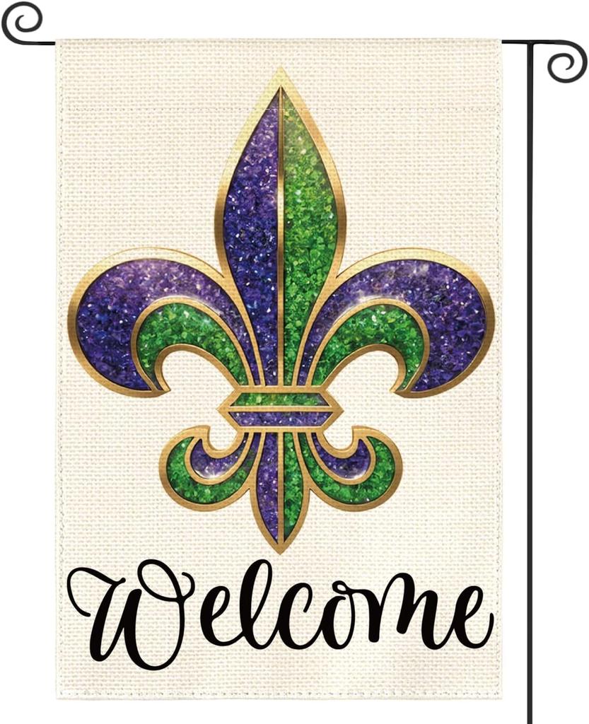 AVOIN Welcome eur de Lis Garden ag Vertical Double Sided, Holiday Party Mardi Gras Yard Outdoor Decoration 12x18 Inch TT GGO