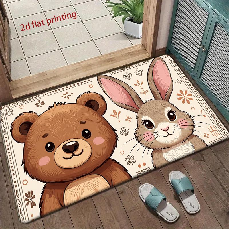Cute Bear & Bunny Mat Living Room Decoration Home Sofa Non-Slip Carpet Study Bedroom Tatami Children'S Soft Floor Mat