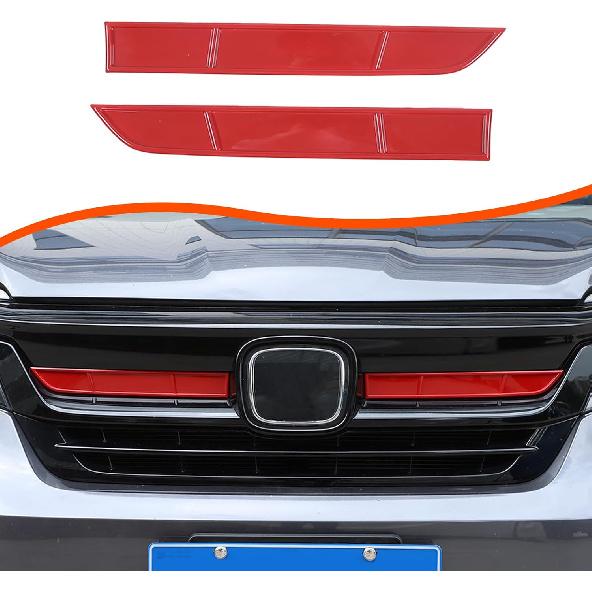 Emblem Front Grille Decals Front Center Grill Grille Cover Trim Fit for Honda Pilot 2015-2022 Front Grille Decorative Strip Car Logo Sticker 2PCS