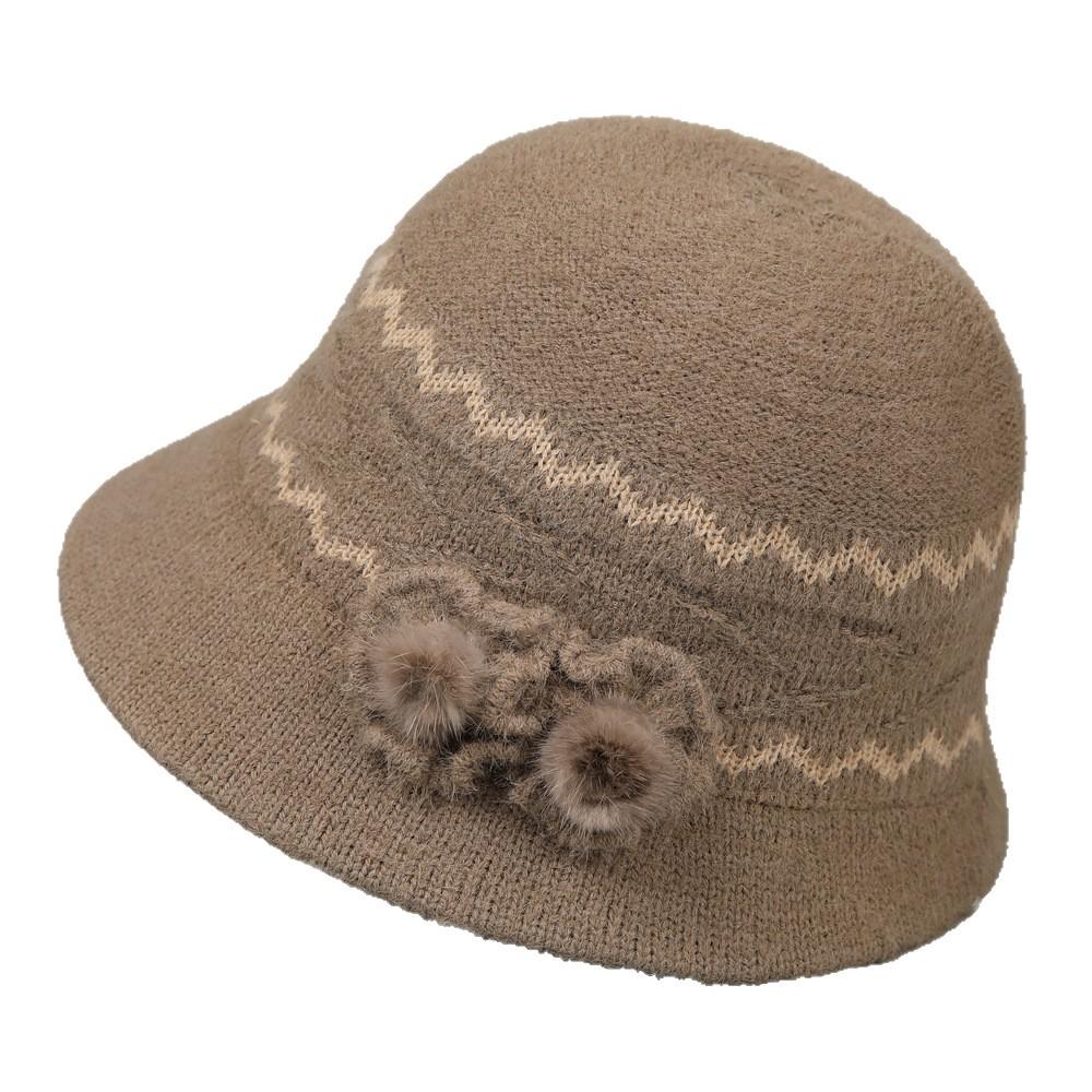 Mom Wool Knitted Basin Hat Bucket Hat Ladies Season Outdoor Warm Foreign Style Hat