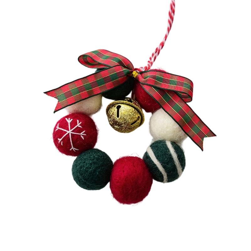 Small Wool Ball Holiday Hanging Craft Feature Soft Felt And Sparkling Bells Christmas Decorative Accent