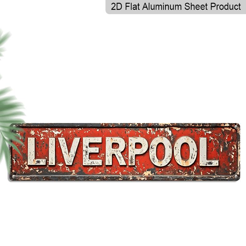 

2D Flat, 1pc Outdoor Plaques and Wall Art - Retro LIVERPOOL Aluminum Sign 15.7×3.94inch Vintage British City Metal Aluminium Decor for Man Cave 40cm x 10cm