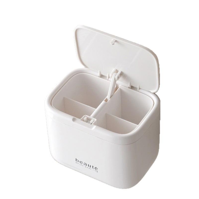 

Automatic Pops Up Lift No-Drill Cotton Swab And Makeup Cotton Dispenser Hair Accessories And Hair Tie Desktop Storage Box белый