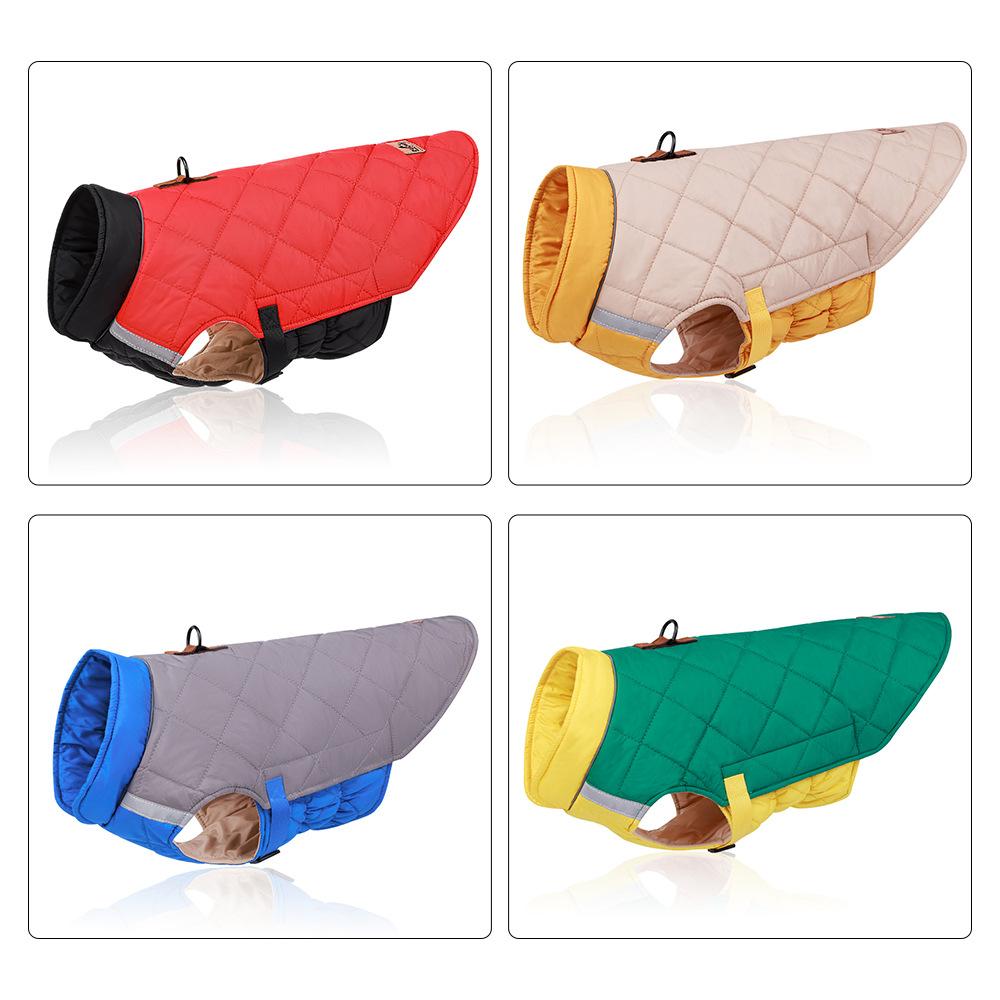 Autumn and winter new dog clothes, warm reflective dog clothes thickened cotton vest dog cotton clothes pet clothing