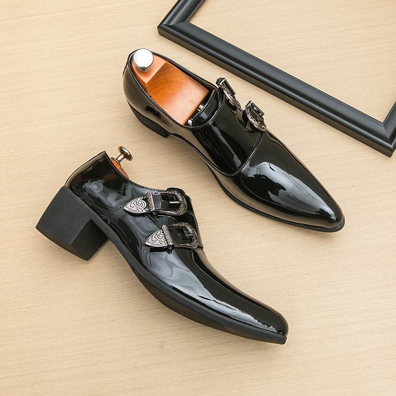 Scarpe Barocche Nere di Marca Italiana Primavera Scarpe da Uomo in Pelle Scarpe Casual da Uomo Scarpe Marroni alla Moda Stivali con Suola Spessa