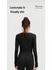 Juyitang Seamless V-Neck Long-Sleeve Yoga Suit with Pleated Waist and Slim-Fit Top
