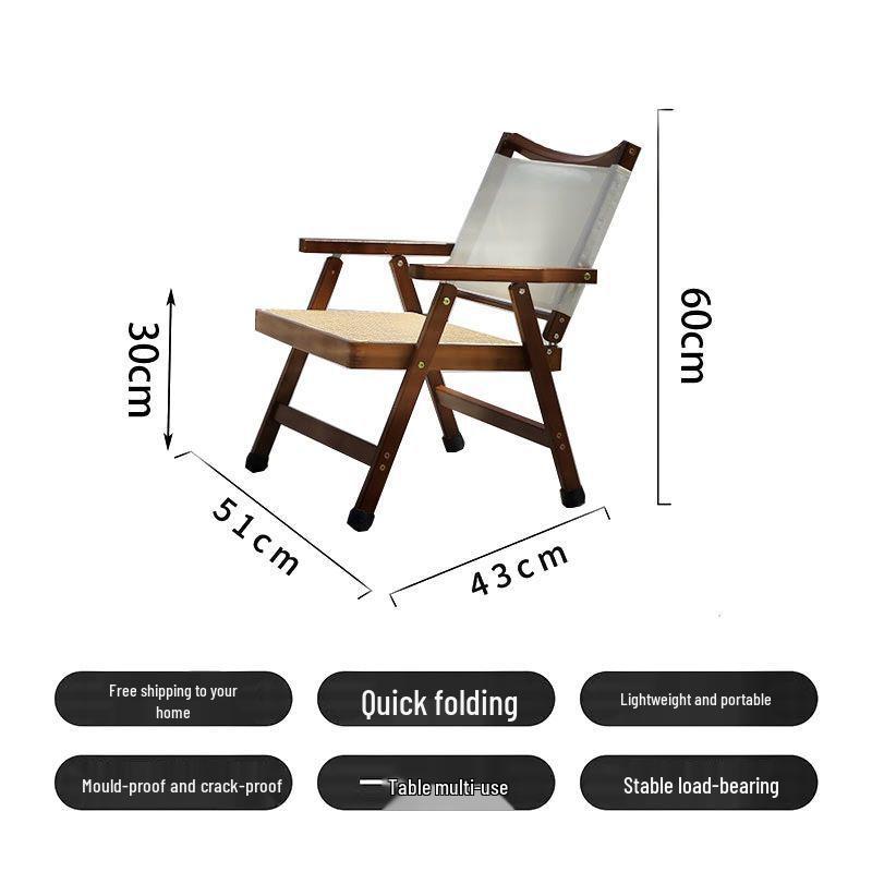 Portable Foldable Rattan Chair for Outdoor Picnic, Camping, Beach, Fishing & Travel