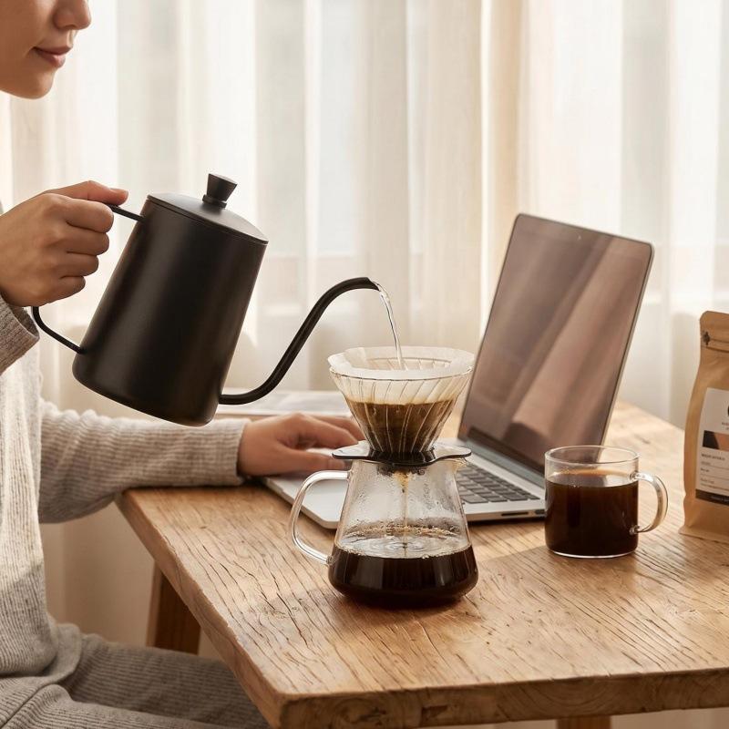 304 Stainless Steel Pour-Over Coffee Pot with Ear Handle, Narrow Spout for Home Drip Brewing