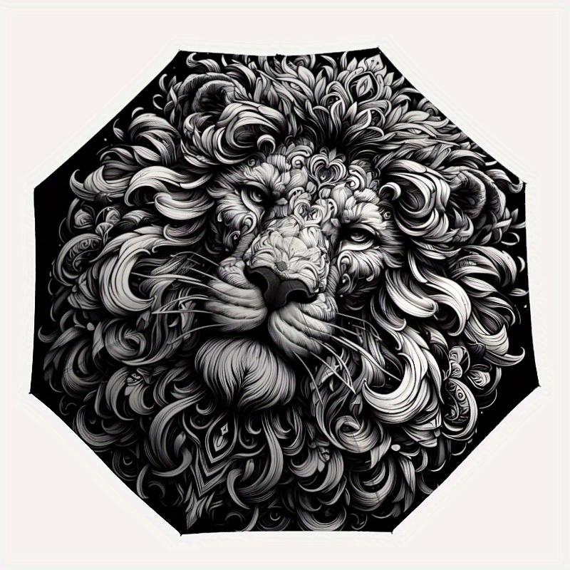 

1pc Lion Head Ornament Automatic Umbrella - 8-Rib Foldable Design, Outdoor Adventures, and Family Celebrations yy250829104