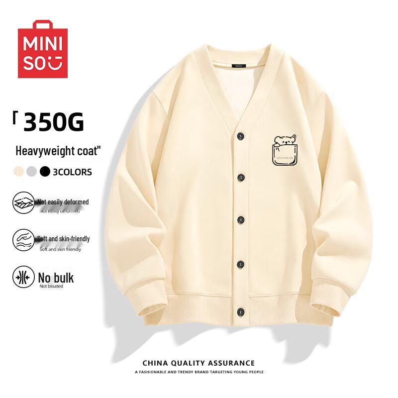 MINISO Unisex V-Ausschnitt Strick-Cardigan mit süßem Hunde-Abzeichen
