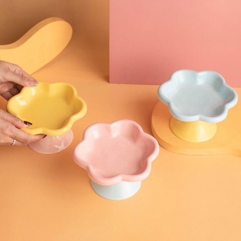 Anti Tipping Ceramic Cat Bowl Neck Protection Pet Drinking Eating Feeder  Wet Dry Food