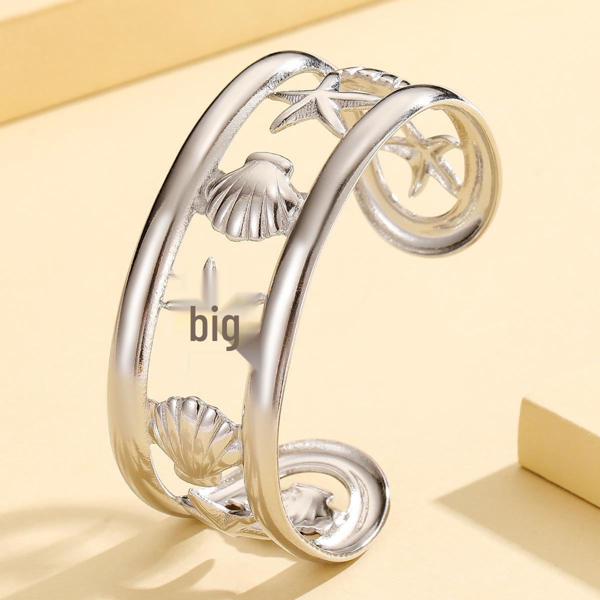 Casual Resort Style Starfish Shell Hollow Bangle - Gold Plated Stainless Steel Bracelet