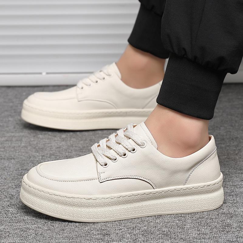 Fashion New Men's Comfort All Match Lace Up Thick-soled Height Increasing Causal Shoes Male Fashion Flats Moccasins Walking Sneakers