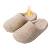 [YAKIDA] Winter Slippers, Fluffy, Room Shoes, Indoor Shoes [15mm Cushion, Wrinkle-Resistant] (Beige M)