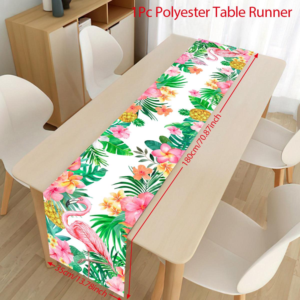 Hawaiian Garland Table Runner Hawaii Luau Tropical Party Decor Kids Favors Tableware ALOHA Summer Beach Birthday Party Supplies (as the picture,as shown)