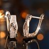Vintage Schwarz-Weiß Zirkon Ohrringe für Damen Goldfarben Geometrische Streifen Hängeohrringe Partyschmuck