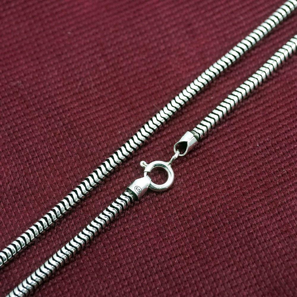 Srebrny Naszyjnik Łańcuszek Wężykowy ze Srebra Próby 925 dla Mężczyzn [Srebrny, Standardowa Szerokość 3 mm, Długość 60 cm]