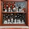 Festive Storefront Decorations 4Pcs Christmas Static Window Clings, White Town House Snowflake Glass Stickers, DIY Snow Scene Reusable Xmas