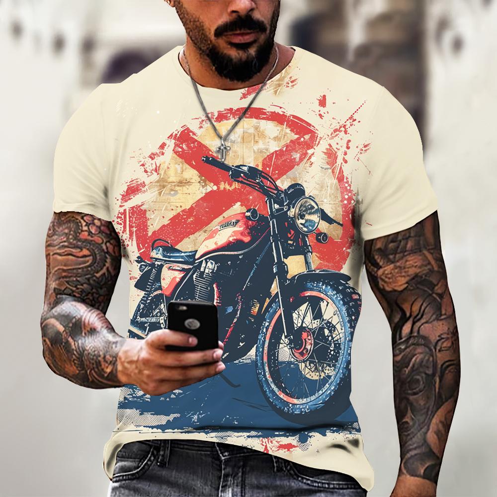 

Футболка с изображением мотоцикла для мужчин, повседневные футболки, топы для улицы, одежда для велоспорта, рубашки с короткими рукавами, свободная мужская футболка с круглым вырезом 5xl 5XL