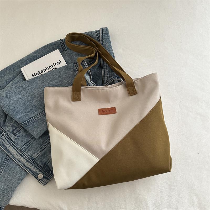 

Trendy Summer Tote Bag For Women Soft Canvas Large Capacity Stylish Handbag In Chic Colors хакі