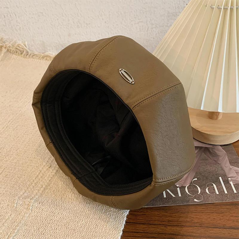 

Кожаный Шикарный Пу Берет Для Женщин В Модных Коричневом, Черном И Бежевом Цветах Идеально Подходит Для Любителей Моды Весной Осенью